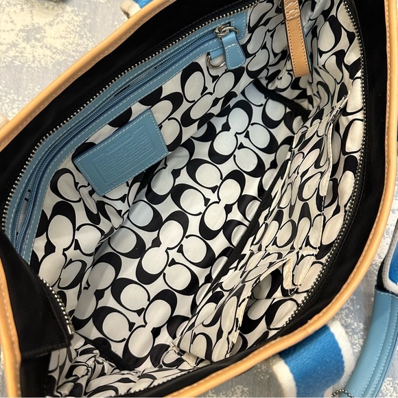 EUC Coach Hampton small tote, nylon with leather trim and silver hardware - Picture 8 of 11